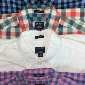 J. Crew 4 Pack Dress Shirts 3 Slim Flex washed and 1 White Oxford Bundle